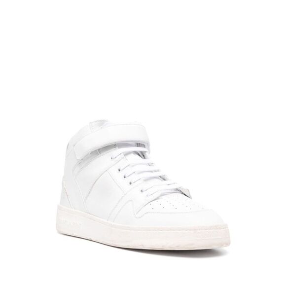 Optical White Leather Sneakers with Gold-Tone Logo Lettering for Men - Picture 4 of 4